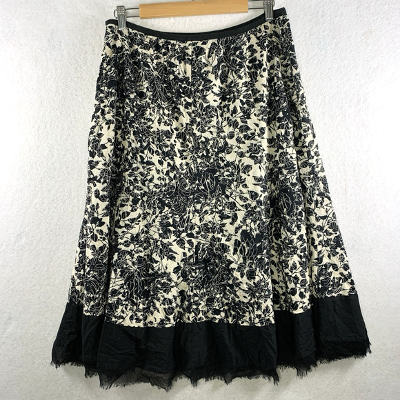 Womens Floral Embroidered Midi Skirt Sz 10 Petite Whimsigoth Dark Romantic Boho - Picture 4 of 11